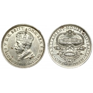 Australia 1 Florin 1927 Opening of Parliament House Canberra. George V(1910-1936). Averse: Crowned head left. Reverse...
