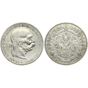 Austria 5 Corona 1900 Franz Joseph I(1848-1916). Averse: Laureate; bearded head right. Reverse...