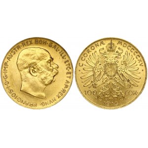 Austria 100 Corona 1915 Restrike. Franz Joseph I(1848-1916). Averse: Head right. Averse Designer: Stefan Schwartz...