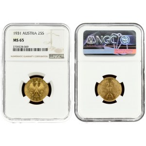 Austria 25 Schilling 1931 NGC MS 65. Gold