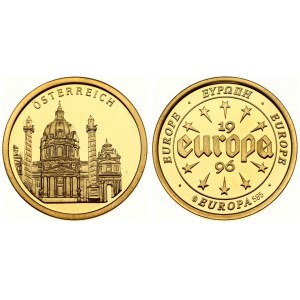 Austria Europe Medal 1996 Gold 585. Weight approx: 3.10g Diameter: 20mm