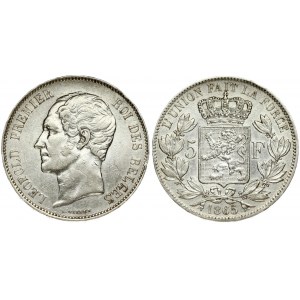 Belgium 5 Francs 1865 Leopold I(1831-1865). Averse: Head left. Averse Legend: LEOPOLD PREMIER ROI DES BELGES. Reverse...