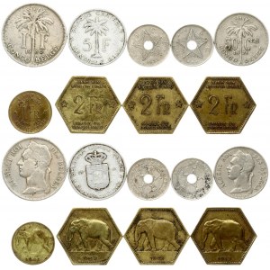 Belgium Belgian Congo 5-50 Centimes & 1-5 Francs (1911-1958). Averse: Denomination; stars flanking. Reverse...