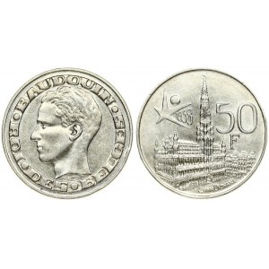 Belgium 50 Francs 1958 Brussels World Fair. Baudouin(1951-1993). Averse: Head of Baudouin; left; within circle...