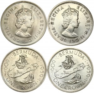 Bermuda 1 Crown 1959 350th Anniversary - Colony Founding. Elizabeth II(1952-). Averse: Crowned head right. Reverse...