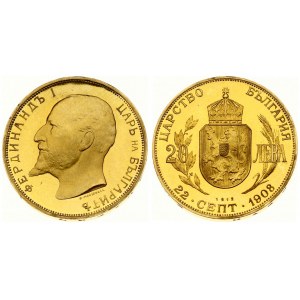 Bulgaria 20 Leva 1912 Declaration of Independence. Ferdinand I(1887-1918 ). Averse: Head left. Reverse: Crowned arms...