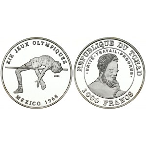 Chad 1000 Francs 2003 Sport XIX Jeux Olympiques Mexico 1968. XIX Jeux Olympiques Mexico 1968. Lettering...