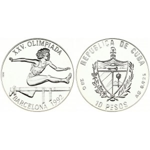 Cuba 10 Pesos 1990 Hurdling. 25th. Olympic Games Barcelona '92. Averse...