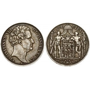 Denmark 1 Speciedaler 1846 VS Christian VIII(1839–1848). Averse: Head right. Reverse...