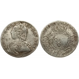 France 1/2 Ecu 1729 & Louis XV (1715-1774). Av: Young bust left Rv: Crowned oval arms of France within wreath 1...