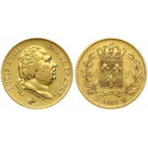 France 40 Francs 1818 W Louis XVIII(1814-1824). Averse: Head right. Reverse...