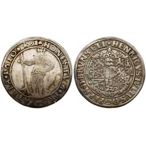 Germany BRUNSWICK-WOLFENBÜTTEL 1/2 Thaler 1610 Heinrich Julius (1589-1613). Averse: Without helmets above arms. Reverse...