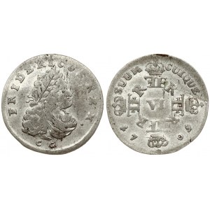 Germany PRUSSIA 6 Groszy 1709 CG Friedrich I(1701-1713). Averse: Laureate draped bust to right; mintmaster...