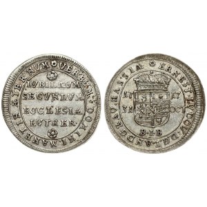 Germany HESSE-DARMSTADT 10 Kreuzer 1717 BIB 200th Anniversary of the Reformation. Ernst Ludwig(1678-1739). Averse...