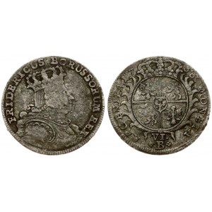 Germany  6 Groszy 1755B Friedrich II(1740-1786). Averse: Crowned bust to right holding sword over right shoulder...