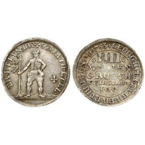 Germany BRUNSWICK-LÜNEBURG-CALENBERG-HANNOVER 4 Mariengroschen 1763 IAP George III(1760-1820). Averse: Value. Reverse...