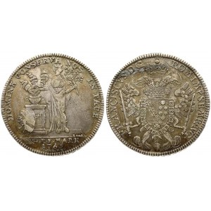 Germany  Nürnberg 1 Thaler 1765. Averse: Standing Peace with laurel branch; shield left of altar. Lettering...