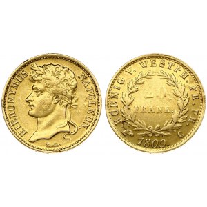 Germany WESTPHALIA 20 Franken 1809C Hieronymus Napoleon(1807-1813). Averse: Laureate head left. Averse Legend...
