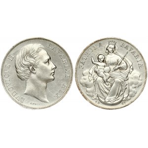 Germany BAVARIA 1 Thaler 1867 Ludwig II(1864-1886). Averse: No part in hair. Averse Legend: LVDOVICVS II BAVARIAE REX...