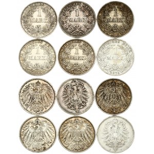 Germany Empire 1 Mark 1875-1915 Wilhelm I(1861-1888) &  Wilhelm II(1888-1918). Averse: Denomination within wreath...