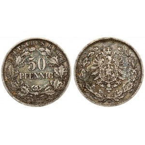 Germany Empire 50 Pfennig 1877D Wilhelm I(1861-1888). Averse: Denomination. Reverse: Small eagle in wreath. Silver...