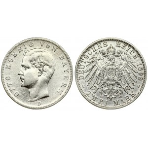 Germany BAVARIA 2 Mark 1899D Otto(1886 - 1913). Averse: Head left. Averse Legend: OTTO KOENIG VON BAYERN. Reverse...