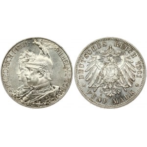 Germany PRUSSIA 5 Mark 1901A 200th Anniversary - Kingdom of Prussia. Wilhelm II(1888-1918). Averse: Friedrich I...