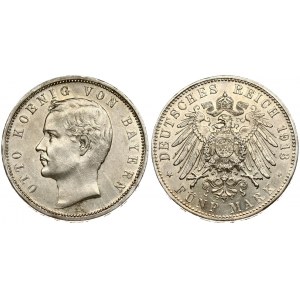 Germany BAVARIA 5 Mark 1913D Otto(1886 - 1913). Averse: Head left. Averse Legend: OTTO KOENIG VON BAYERN. Reverse...