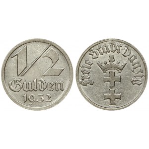 Germany Danzig 1/2 Gulden 1932 Averse: Crowned vertical crosses. Reverse: Denomination above date. Nickel...