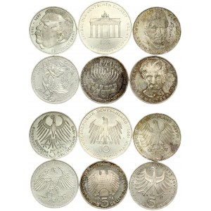 Germany Federal Republic 5  & 10 Mark 1974- 1991. Eagle above denomination dividing date. Silver...