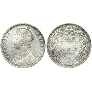 Great Britain India 1 Rupee 1901C Victoria(1937-1901). Averse: Crowned bust left. Averse Legend: VICTORIA EMPRESS...