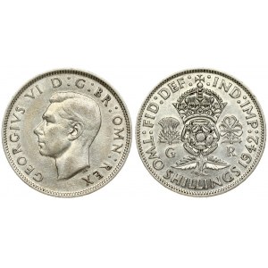 Great Britain 1 Florin 1942 George VI(1936-1952). Averse: Head left. Reverse: Crowned tudor rose; thistle; letter 'G'...