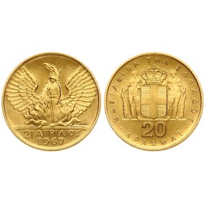 Greece 20 Drachmai ND (1970) Commemorative of the April 21 1967 revolution. Constantine II(1964 - 1973). Averse...