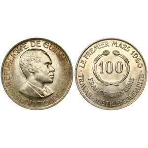 Guinea 100 Francs Guineens 1971 Averse: Bust of Ahmed Sekou Toure right. Lettering...