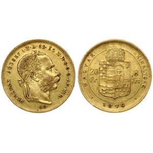 Austria Hungary 8 Forint 20 Francs 1874 KB  Franz Joseph I(1848-1916). Averse: Laureate head right. Reverse...