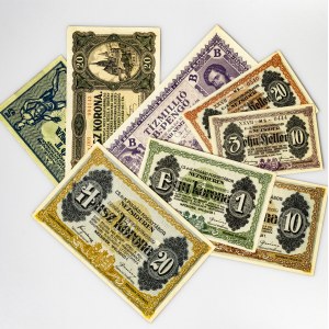 Hungary 10-20 Heller & 1-20 Korona & 10 Million Pengo Set 1916-1946 Banknotes Lot of 8 Banknotes