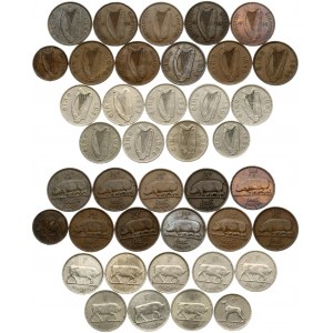 Ireland 1 Farthing  & 1/2 Penny & 6 Pence & 1 Shilling (1928-1968). Averse: Irish harp divides date. Bronze. Copper...
