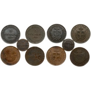 Italy TUSCANY 1 Quattrino & 5 Centesimi (1835-1859). Averse: Crowned shield within beaded circle. Reverse: Value...