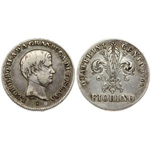 Italy TUSCANY 1 Fiorino 1844 (RR) Leopold II(1824-1859). Averse: Head right. Averse Legend: LEOPOLDO II.A.D.A.....
