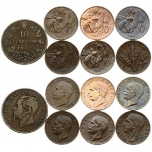 Italy 10 Centesimi (1862-1936) Averse: Head left. Reverse: Value; date within wreath. Copper. KM 11.1; 60; 74...