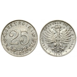 Italy 25 Centesimi 1903R Vittorio Emanuele III(1900-1946). averse: Crowned eagle with Savoy shield on chest. Reverse...