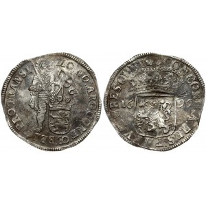 Netherlands OVERIJSSEL 1 Silver Ducat 1699 Averse: Standing armored knight with crowned shield of Overyssel at feet...