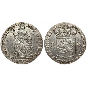 Netherlands HOLLAND 1 Gulden 1794 Averse: Crowned arms of the Generality divides value I - G. Averse Legend: MO: ARG ...