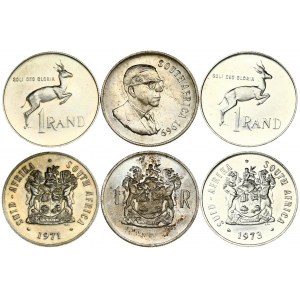 South Africa 1 Rand (1969-1973) Averse: Bust right; English legend & Arms with supporters; bilingual legend. Reverse...