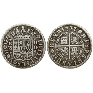 Spain 2 Reales 1737 JF Philip V(1700-1746). Averse: Crowned arms. Reverse...