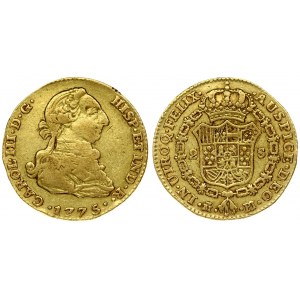Spain 2 Escudos 1775 PJ Charles III(1759-1788). Averse: Bust right. Averse Legend...