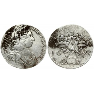 Sweden 2 Mark 1694 Stockholm. Carl XI(1660-1697). Averse: Mature bust of Carl XI right. Reverse: Three crowns. Silver...
