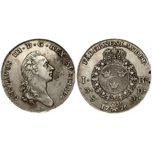 Sweden 1 Riksdaler 1776 OL Large cross. Gustaf III(1771-1792). Averse: Head right. Averse Legend...