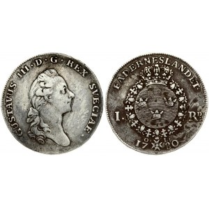 Sweden 1 Riksdaler 1780 OL Gustaf III(1771-1792). Averse: Head right. Reverse...