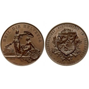 Switzerland Medal 1890 Frauenfeld; from H. Bovy; on the confederate shooting match. Averse: Coat of arms...